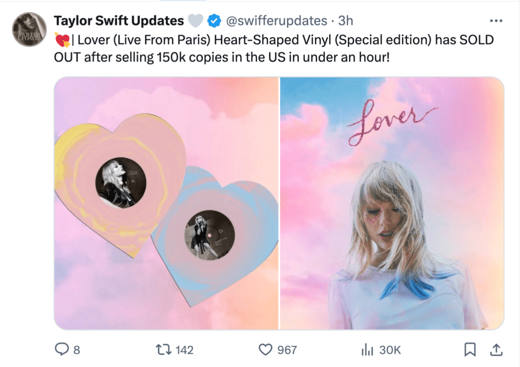 Taylor Swift’s Uncommon ‘Lover Reside From Paris’ Sells Out New Vinyl Version